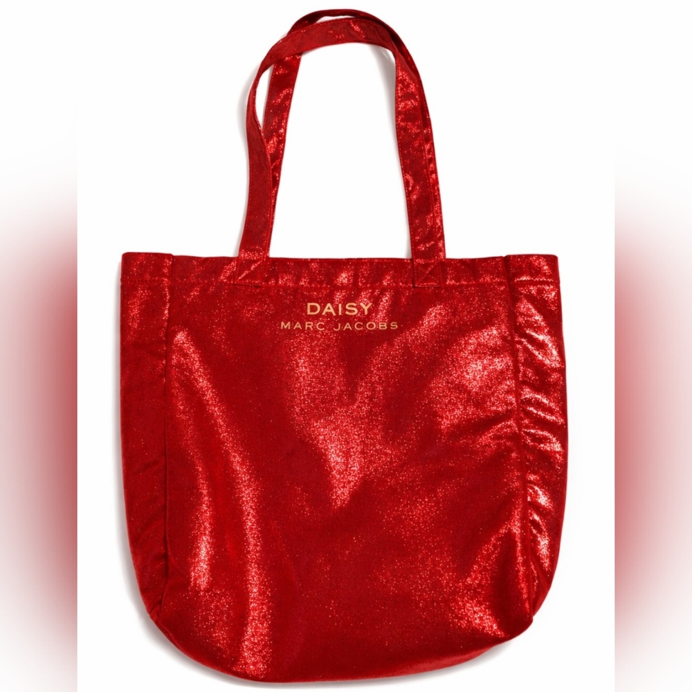 Marc Jacobs Daisy Women's Red Metallic Glitter Large Shoulder Lightweight Tote